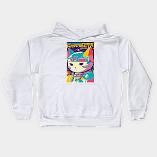 Vintage Anime Space Cat | Quality Retro Anime Origin Design | Chibi Kawaii Manga Art Kids Hoodie